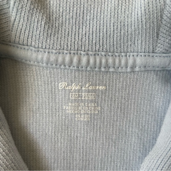 Ralph Lauren Childrenswear Unisex French Rib Shawl Light Blue Coverall - 6M - Picture 8 of 11